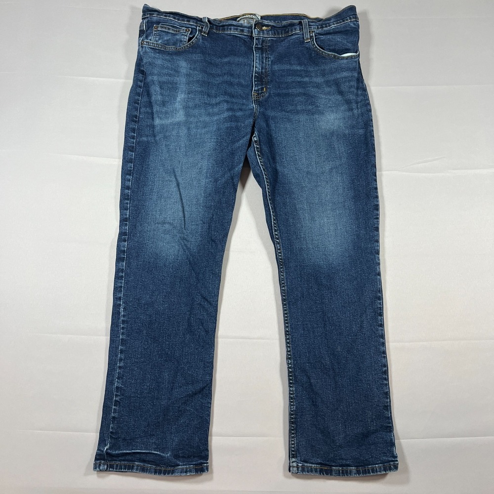 Member's Mark Straight Fit Jeans Mens 42x30 Blue Denim Cotton Stretch Whiskers